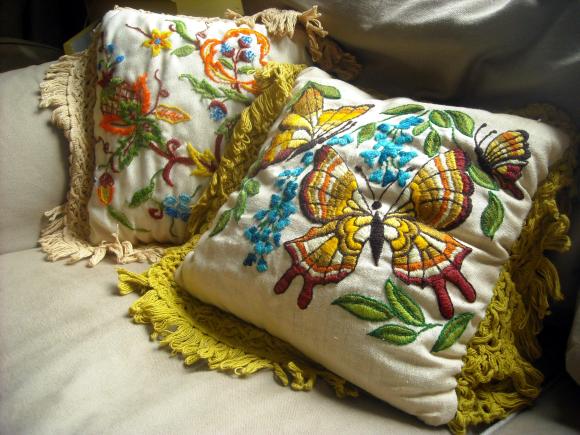 Vintage embroidered pillows